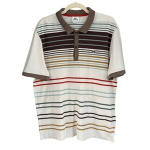 Lacoste Striped Polo Shirt Short Sleeve Casual Classic Cotton Blend Size 6